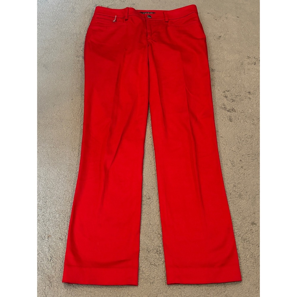 Lauren Ralph Lauren Red Cotton Blend Straight Leg Dress Pants Womens 2